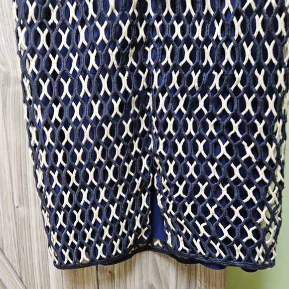 Tory Burch Carolina Crochet Knit Two-Tone Guipure Dress - Picture 7 of 16